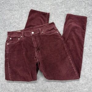 Levis Premium 511 Pants Mens 30x30 Red Corduroy Chino Slim Straight 5 Pocket